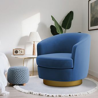 Velvet Swivel Chair, 360 Degree with Metal Base