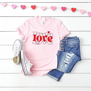 Love Heart Stacked Short Sleeve Graphic Tee