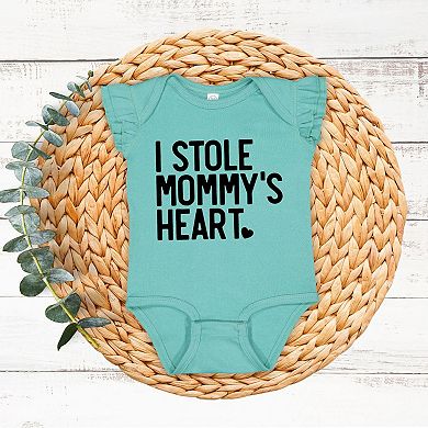 I Stole Mommy's Heart Baby Flutter Sleeve Bodysuit