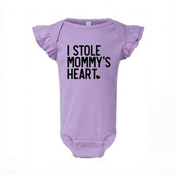 I Stole Mommy's Heart Baby Flutter Sleeve Bodysuit