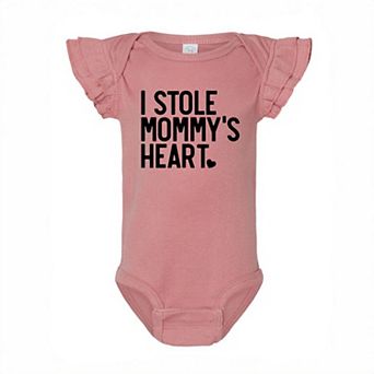 I Stole Mommy's Heart Baby Flutter Sleeve Bodysuit