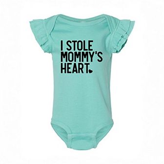 I Stole Mommy's Heart Baby Flutter Sleeve Bodysuit