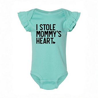 I Stole Mommy's Heart Baby Flutter Sleeve Bodysuit