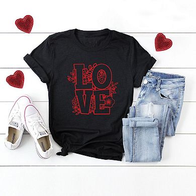 Love Floral Short Sleeve Graphic Tee