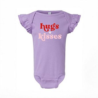 Hugs And Kisses Baby Flutter Sleeve Bodysuit