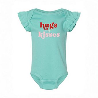 Hugs And Kisses Baby Flutter Sleeve Bodysuit