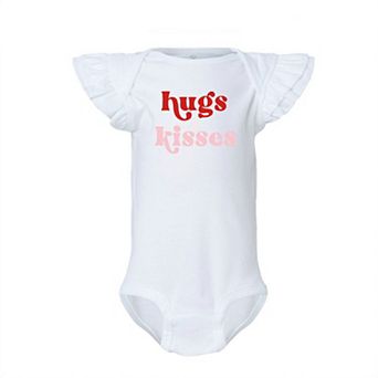 Hugs And Kisses Baby Flutter Sleeve Bodysuit