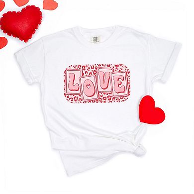 Love Leopard Blocks Garment Dyed Tees