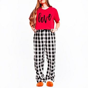 Love Cursive Plaid Pajama Set
