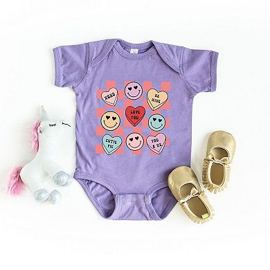 Candy Heart Smile Solid Baby Bodysuit