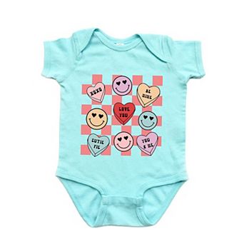 Candy Heart Smile Solid Baby Bodysuit