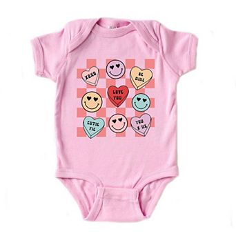 Candy Heart Smile Solid Baby Bodysuit