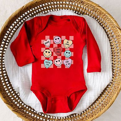 Candy Heart Smile Solid Baby Long Sleeve Bodysuit