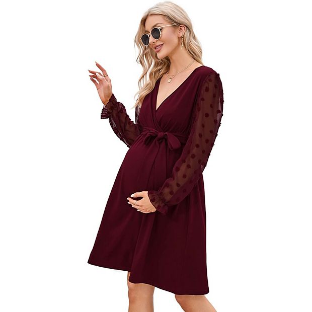 white christmas dresses Comfy Casual Knit V-Neck Wrap Dress – COMFY TRENDS los angeles main image 0