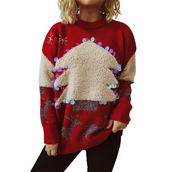 Women Christmas Sweaters Casual Winter Trendy Tops Cute Fashion Clothes Crewneck Knitted Outfits