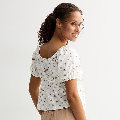 Juniors' Pink Republic Tie Front Knit Top