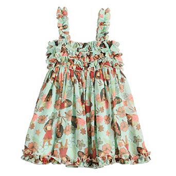 Disney's Moana Girls 4-12 Tropical Flowers Ruffle Dress