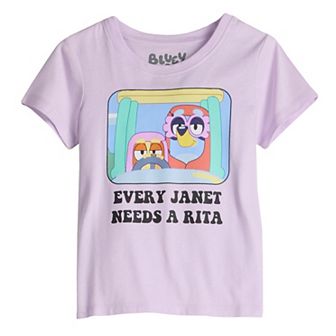 Baby & Toddler Girl Bluey And Bingo Driving Grannies Every Janet Needs A Rita Graphic Tee