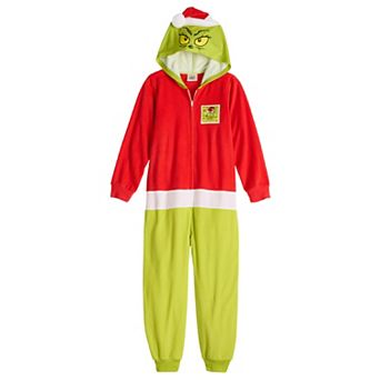 Boys 4-10 Grinch Hooded One-Piece Sleeper