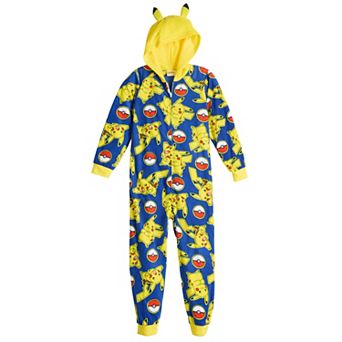 Boys 4-10 Pokemon Hooded Fleece Bodysuit Pajamas