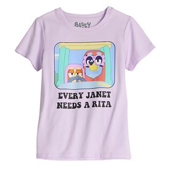 Girls 4-8 Bluey And Bingo Driving Grannies Every Janet Needs A Rita Graphic Tee