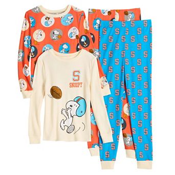 Boys 4-10 Peanuts "Snoopy" Snug Fit 4 pc Long Sleeve Pajama Top & Pajama Bottoms Set