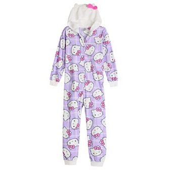Girls 4-10 Hello Kitty Hooded Blanket Sleeper One-Piece Pajamas