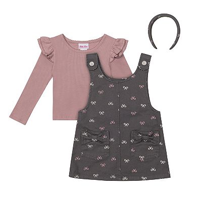 Baby & Toddler Girl Little Lass 3-pc. Long Sleeve Top, Jumper & Headband Set