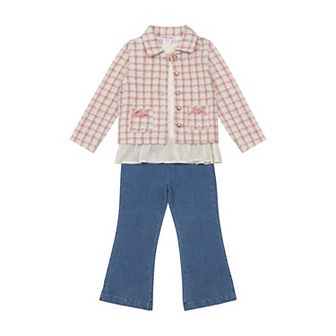Baby & Toddler Girl Little Lass 3 pc Jacket, Long Sleeve Top & Pant Set