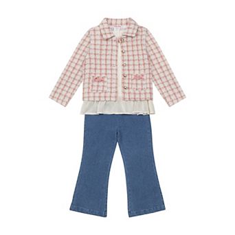 Baby & Toddler Girl Little Lass 3 pc Jacket, Long Sleeve Top & Pant Set