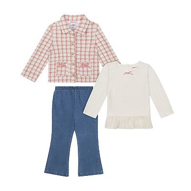 Baby & Toddler Girl Little Lass 3-pc. Jacket, Long Sleeve Top & Pant Set
