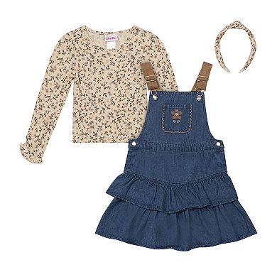 Girls 4-6x Little Lass 3-pc. Jumper, Long Sleeve Tee & Headband Set