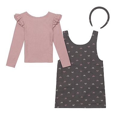 Girls 4-6x Little Lass 3-pc. Jumper, Long Sleeve Tee & Headband Set