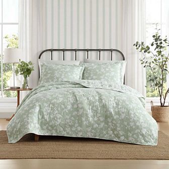 Laura Ashley Adorabelle Silhouette Green King Quilt Set