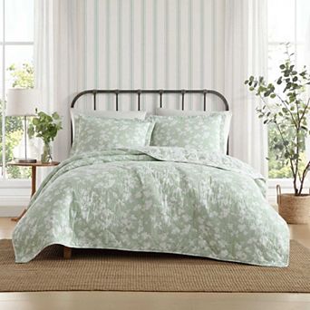 Laura Ashley Adorabelle Silhouette Green King Quilt Set