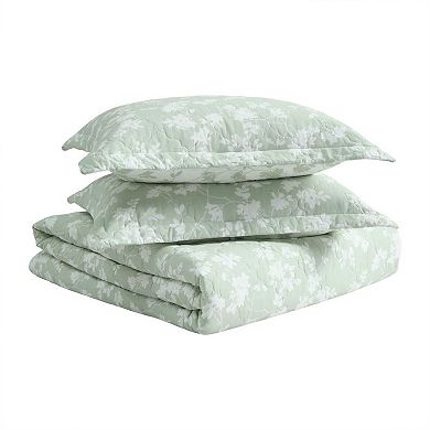 Laura Ashley Adorabelle Silhouette Green King Quilt Set
