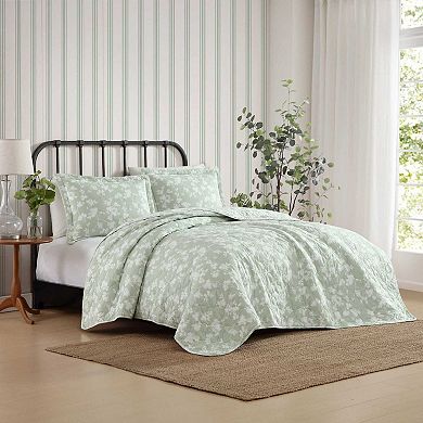 Laura Ashley Adorabelle Silhouette Green King Quilt Set