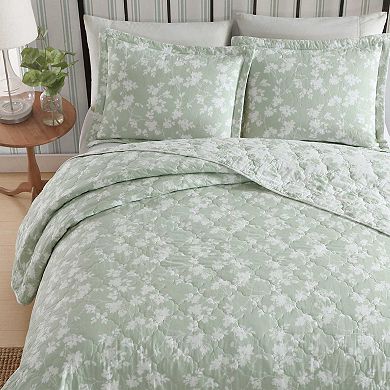 Laura Ashley Adorabelle Silhouette Green King Quilt Set