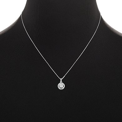 PRIMROSE Sterling Silver Cubic Zirconia Halo Box Chain Pendant Necklace