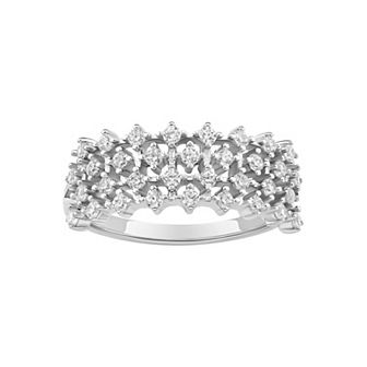 PRIMROSE Sterling Silver 4 Row Cubic Zirconia Band Ring