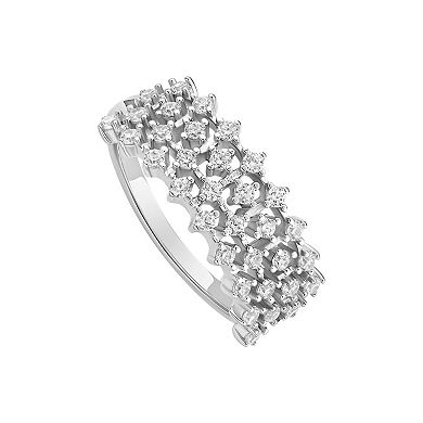 PRIMROSE Sterling Silver 4 Row Cubic Zirconia Band Ring