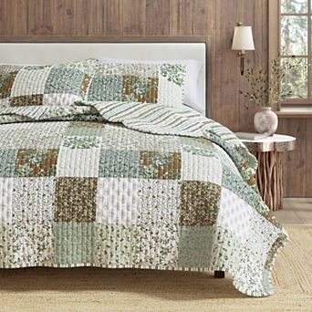 Madelinen® Patchwork Style Reversible Quilt Set with Shams