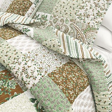 Madelinen® Patchwork Style Reversible Quilt Set with Shams