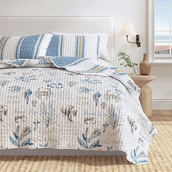 Madelinen® Coastal Stripe Reversible Quilt Set with Shams