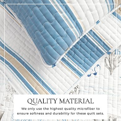 Madelinen® Coastal Stripe Reversible Quilt Set with Shams