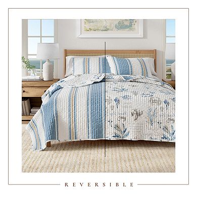 Madelinen® Coastal Stripe Reversible Quilt Set with Shams