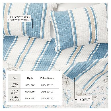 Madelinen® Coastal Stripe Reversible Quilt Set with Shams