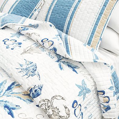 Madelinen® Coastal Stripe Reversible Quilt Set with Shams