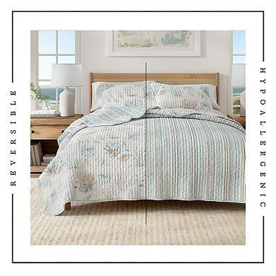 Madelinen® Reversible Coastal Coral Cotton Quilt Set with Shams