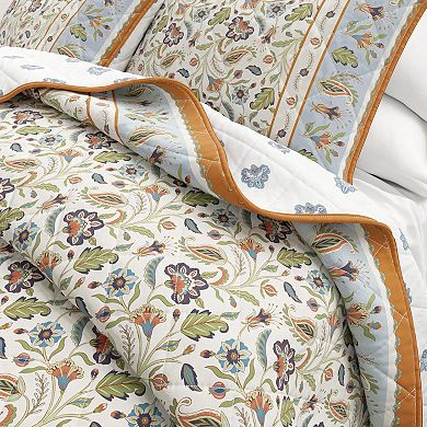 Madelinen® Floral Block Bordered Cotton Quilt Set with Shams